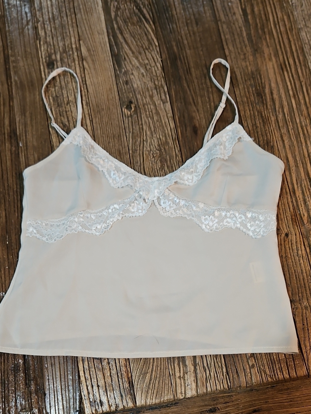 White Fox Cream Lace-Trim Camisole Size Small